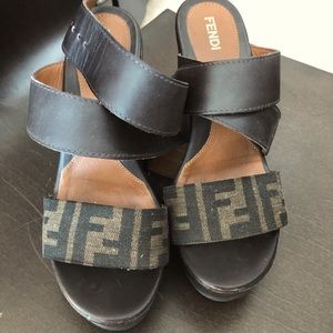 Fendi Logo Wedges
